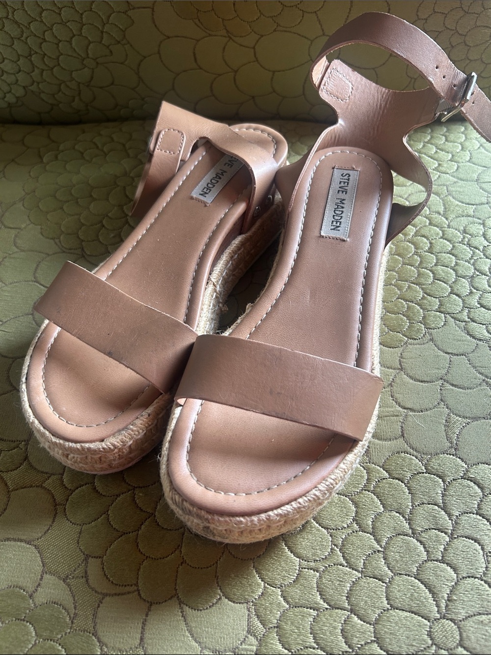Steve Madden Tan Platform Espadrille Sandals with Ankle Strap